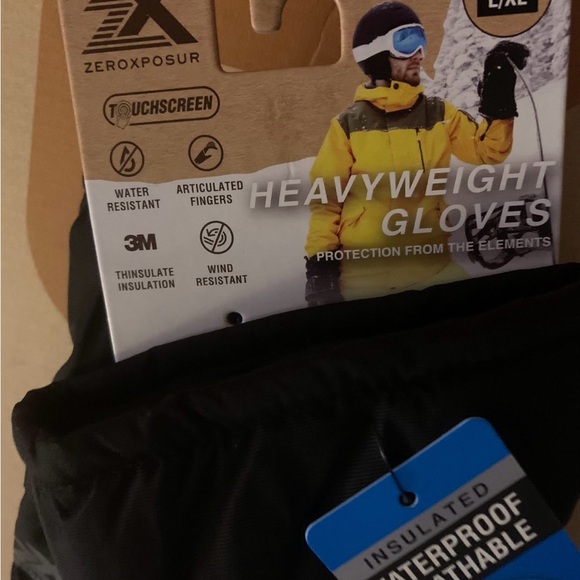 Men’s L/XL Heavyweight insulated Waterproof Black Gloves 3M - Picture 3 of 6